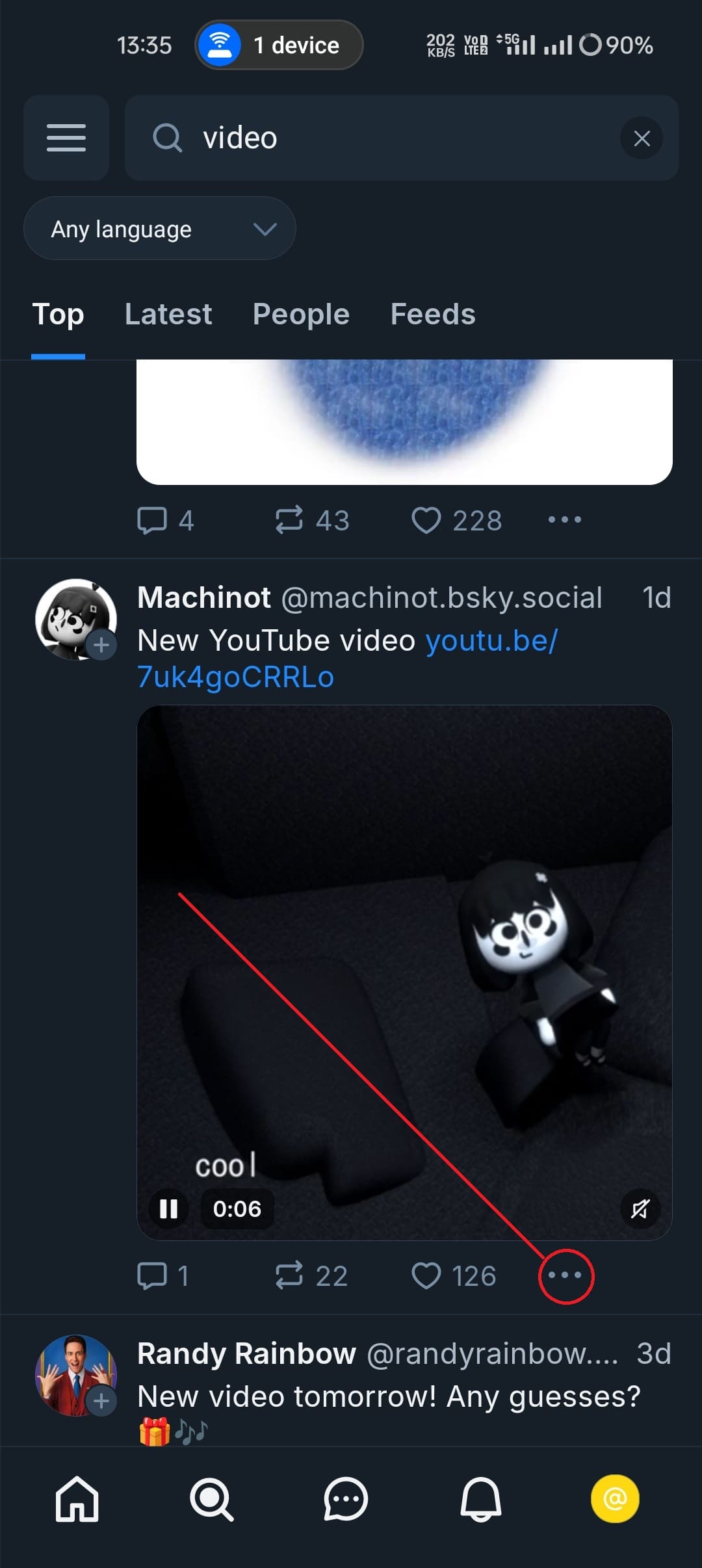 bluesky video download steps click on 3 dots